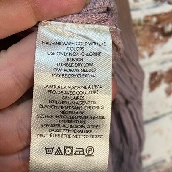 Free People Edge Washed Pure Cotton Flowing Half Button Blouse - Picture 11 of 13